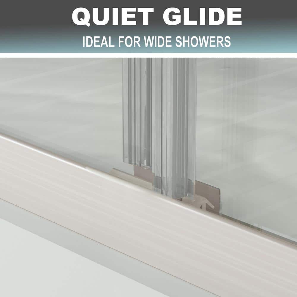 Brushed Nickel Semi-Frameless Sliding Shower Door with Clear Glass
