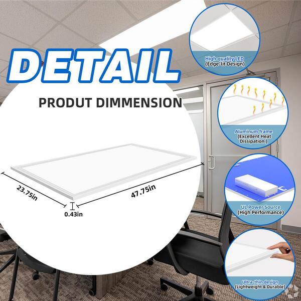 Bieuoram 2 ft. x 4 ft. 7800-Lumens Integrated LED Panel Light, 5000K White Color (8-Pack)