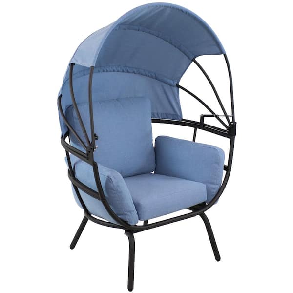Sunnydaze Decor Modern Luxury Patio Lounge Chair with Retractable Shade - Blue
