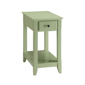 22 in. W Light Green Rectangular Wooden Side Table with 1-Drawer