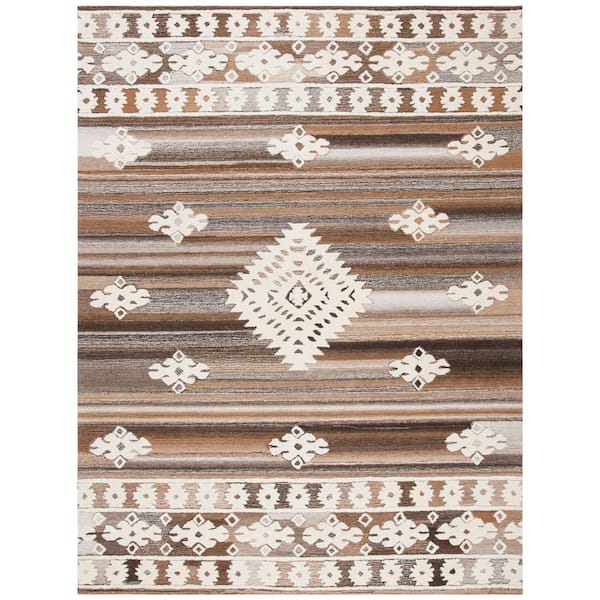 SAFAVIEH Aspen Ivory/Light Brown 8 ft. x 10 ft. Border Striped Area Rug