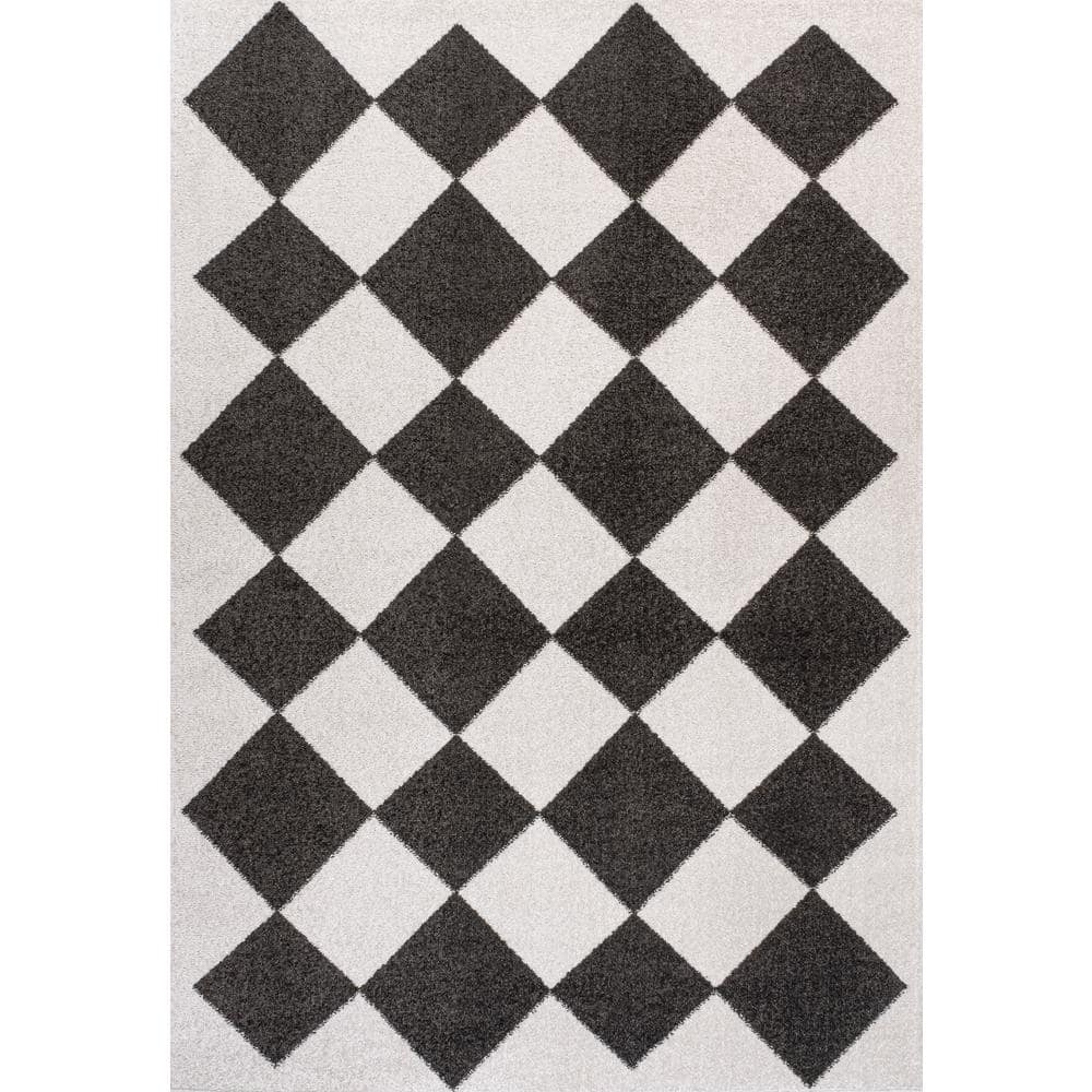 Draper Classic Geometric Diamond Pattern White/Charcoal 5 ft. x 8 ft. Area Rug price history on PriceWatchPro