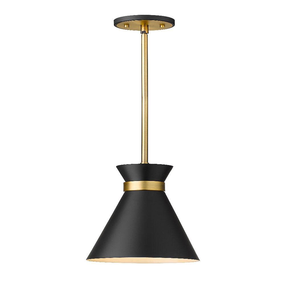 Soriano 8" Matte Black and Heritage Brass Steel Globe Pendant Light