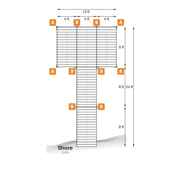 24 ft. Platform-Style Aluminum Dock Frames and Hardware for Aluminum Dock Systems