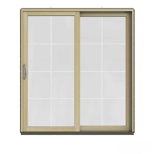 JELD-WEN 72 in. x 80 in. W-2500 Contemporary Bronze Clad Wood Right-Hand 8 Lite Sliding Patio Door w/Unfinished Interior