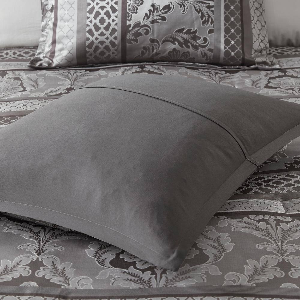 Gray King Jacquard Embroidered 7-Piece Comforter Set