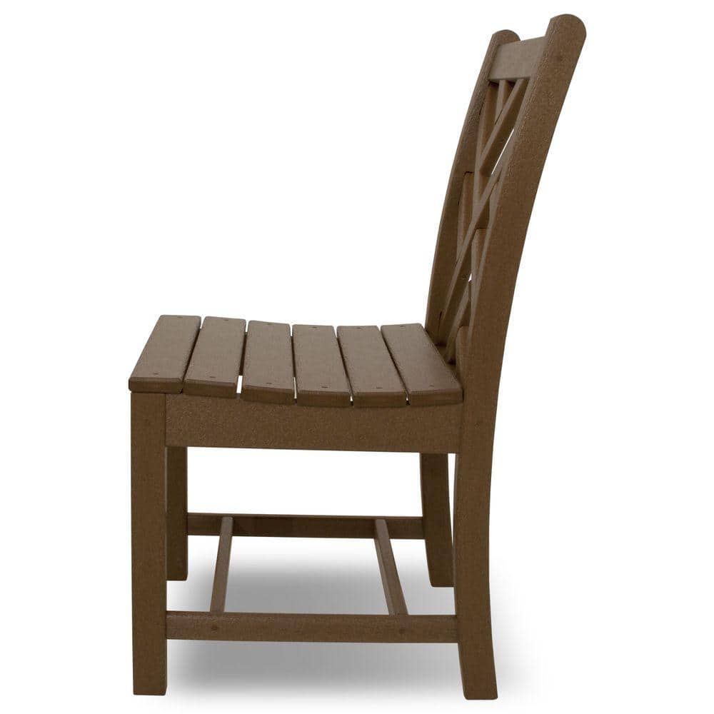 Brown Polywood Chippendale Armless Dining Side Chair