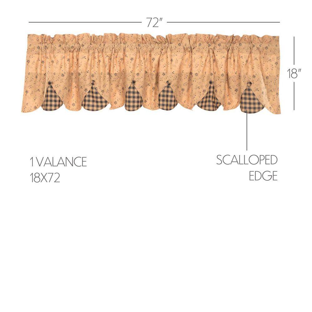 Maisie Tan Cotton Floral Rod Pocket Valance with Buttons