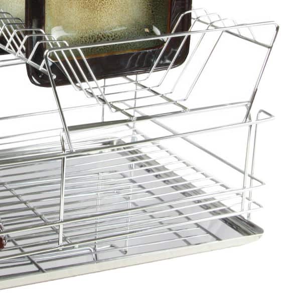Gibson Home Fernsby 2 Tier 17 in. Folding Dish Rack Set in Black