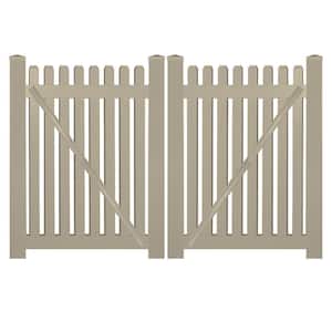 Provincetown 10 ft. W x 3 ft. H Khaki Vinyl Picket Fence Double Gate Kit Includes Gate Hardware