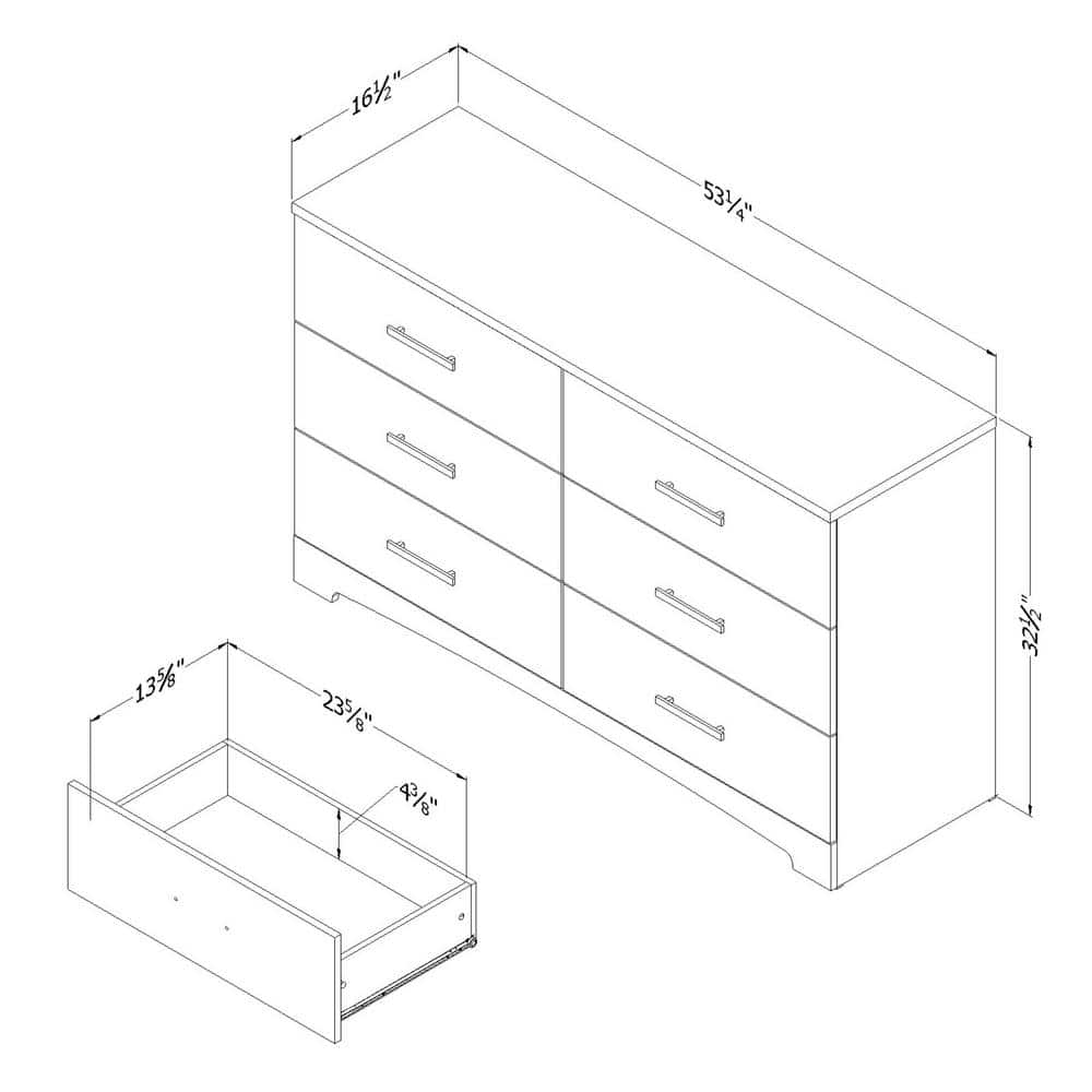 White Double Dresser with Soft Close Drawers
