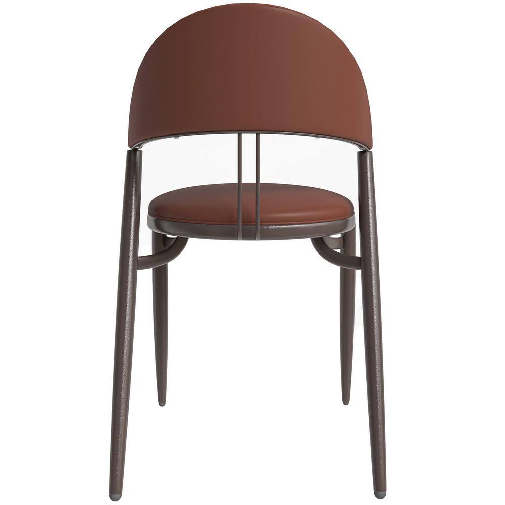 Venice Dark Brown Leather Upholstered Side Chair with Metal Legs