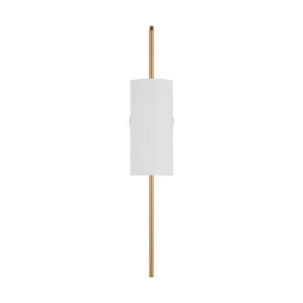 Generation Lighting - Lowell Large 1- Light Burnished Brass Wall Sconce with a White Linen Fabric Shade