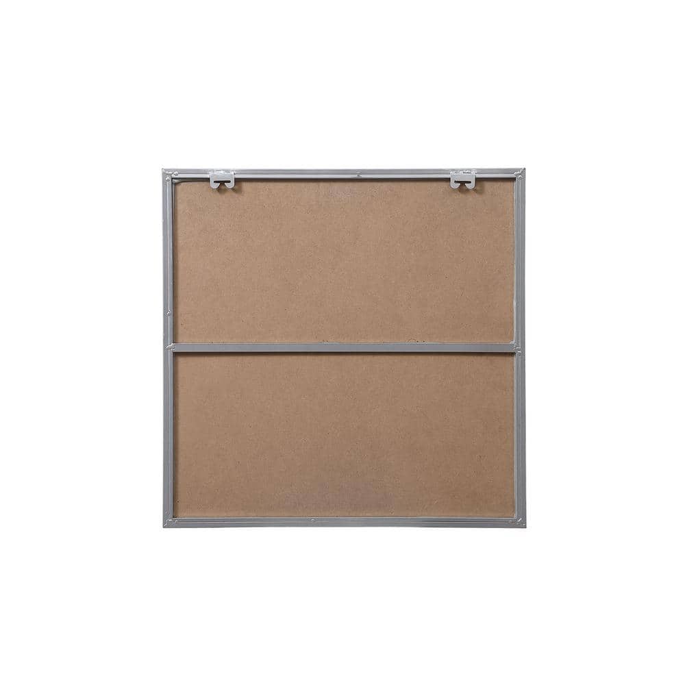 Modern Silver Metal Frame Square Bathroom Mirror 24 inch