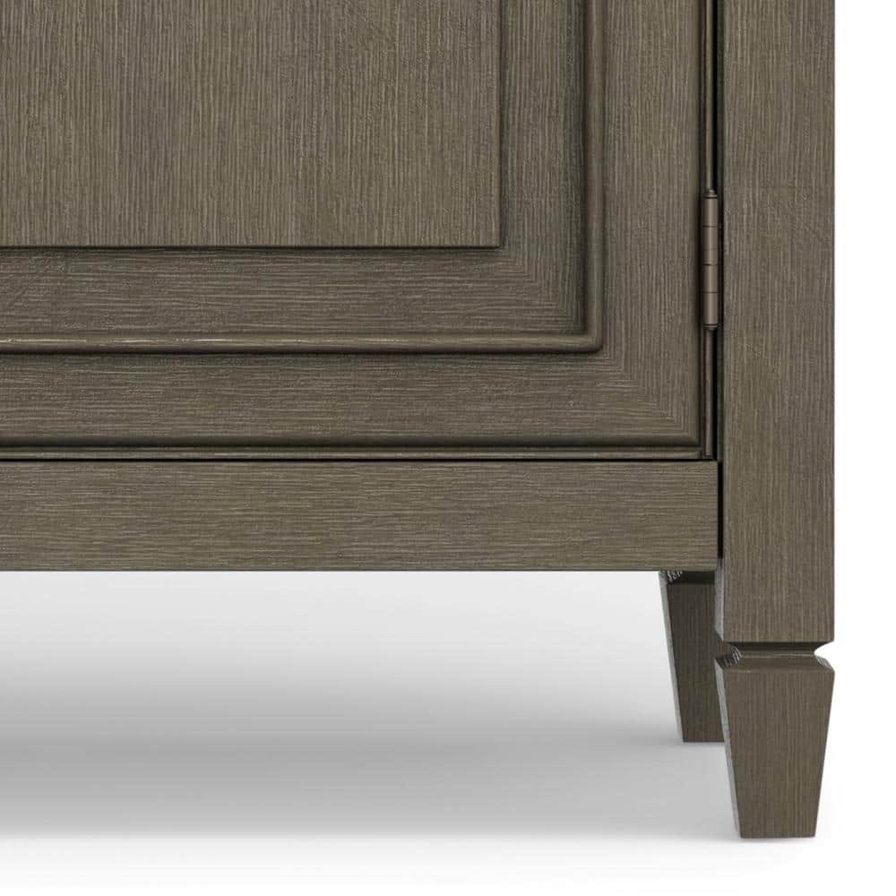 Farmhouse Grey Solid Wood Entryway Storage Cabinet with Adjustable Shelving