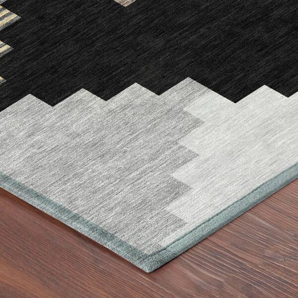 Chantille Machine Washable Indoor/Outdoor Abstract ACN2847 Black 10 ft. x 14 ft. Area Rug