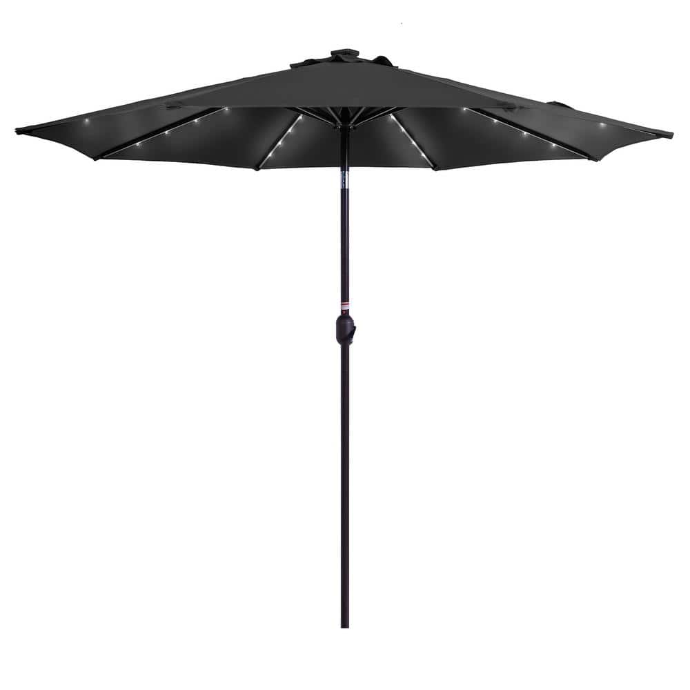 9 ft. Outdoor Lighted Market Patio Umbrella Table Umbrella with Crank and P