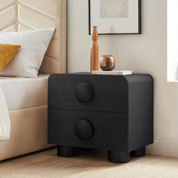 Sonnet 2-Drawer Nightstand in Black-Modern End Table or Side Table With Storage for Bedroom or Living Room