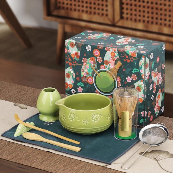 JFVKAF Japanese Matcha Tea Ceremony Kit 8-Piece Ceramic Bowl with