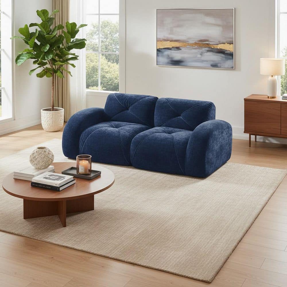 Homy Casa SAND 80.3 in. Oversize Modular Velvet 2-Seat Sectional