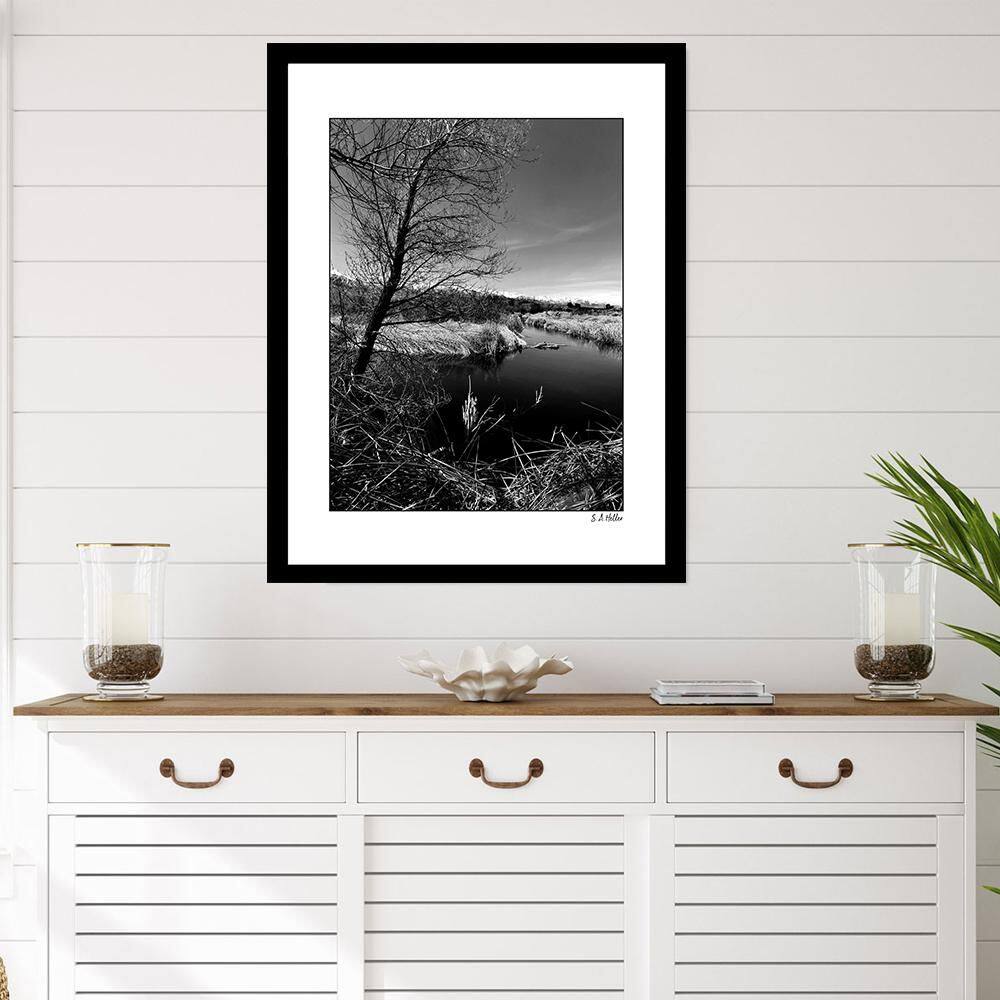 Owens River Black and White Framed Print for Kids