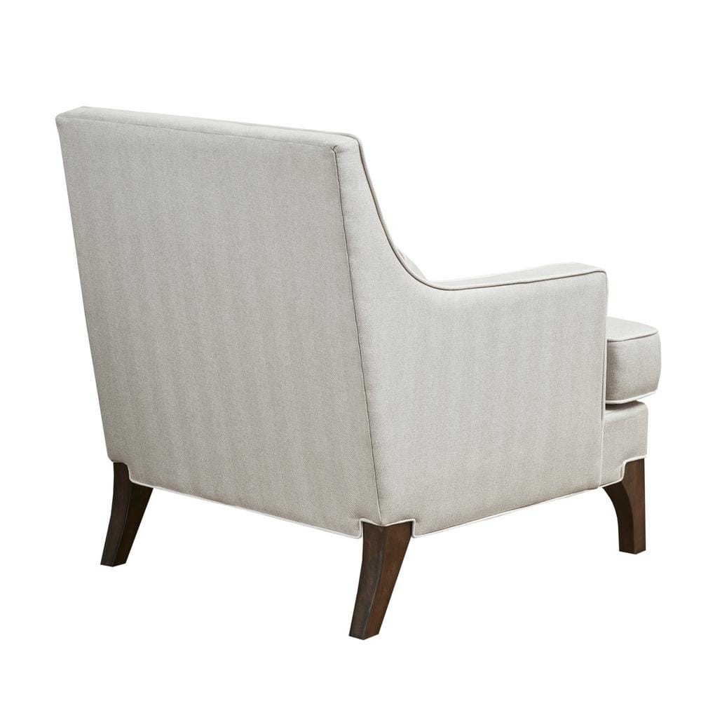 Cream and Dark Brown Wide Accent Chair with Pillow