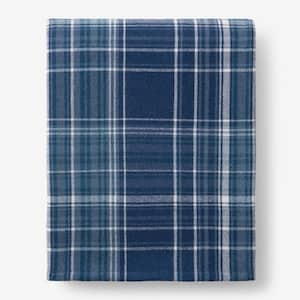 The Company Store Lambswool Plaid Blue Multi Cotton King Blanket