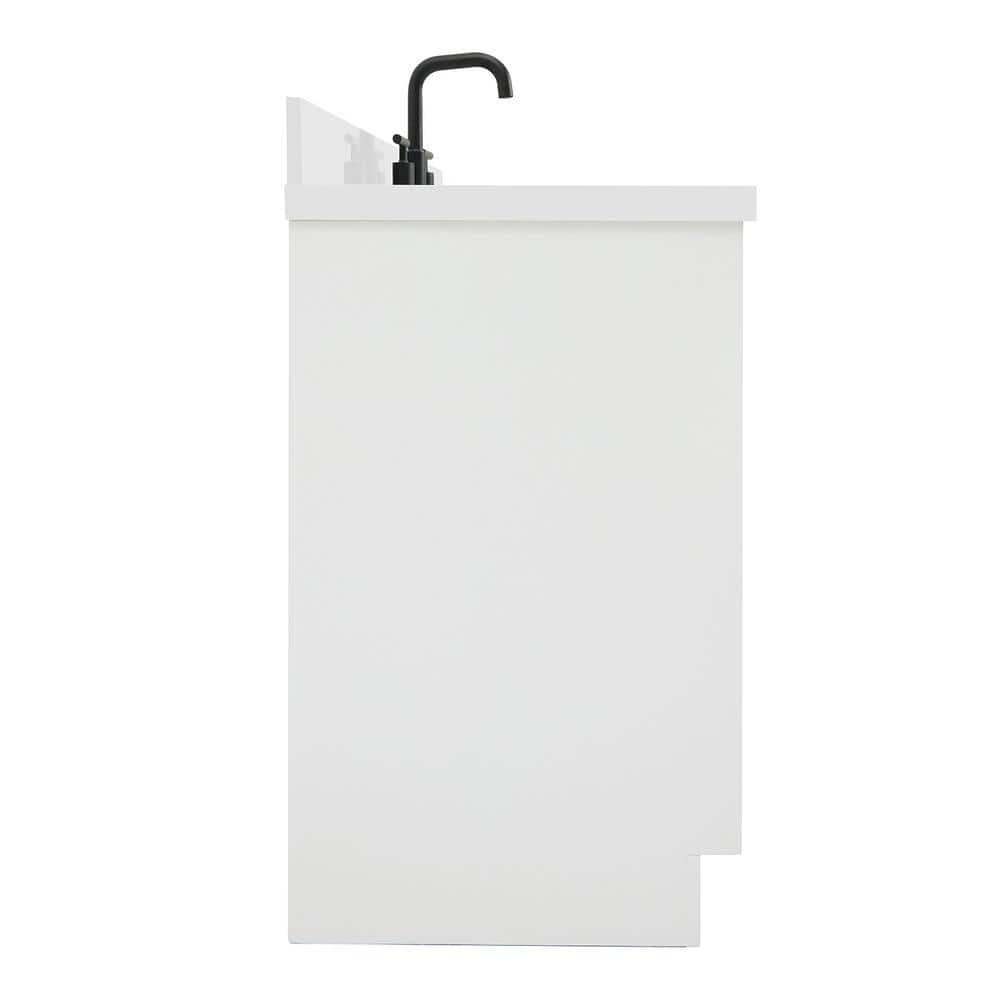 White Solid Wood Single Sink Bathroom Vanity with Quartz Top