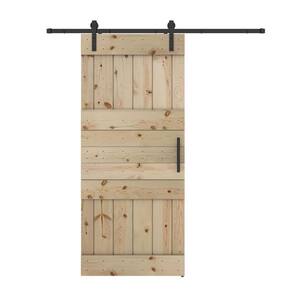 Mid Lite 36 in. x 84 in. Unfinished Pine Wood Sliding Barn Door with Hardware Kit (DIY)