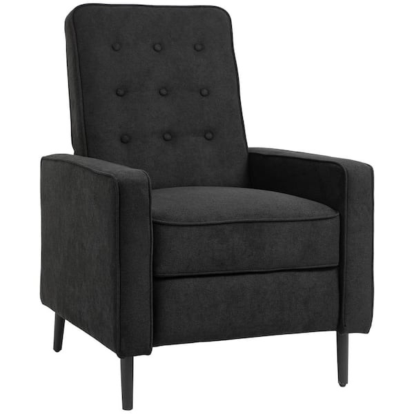 HOMCOM Black Manual Recliner, Fabric Tufted Club Chair, Home Theater Seating Reclining Sofa