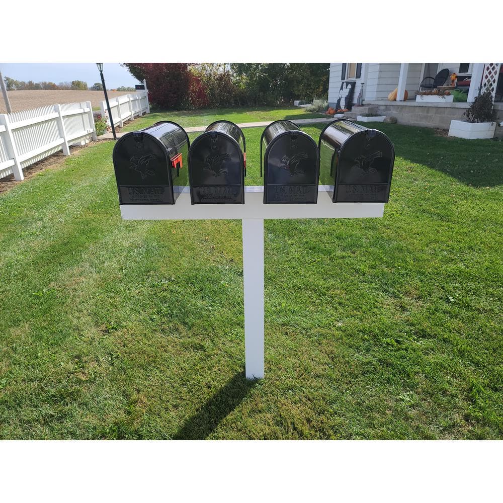 White Vinyl Mailbox Post Sleeve for Four Mailboxes