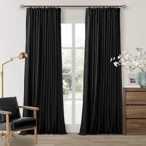 pryground. LUXE LINEN SETUP サイズ2黒上下セット Black Linen Pinch Pleated 40 in. W x 96 in. L Back Tab Blackout