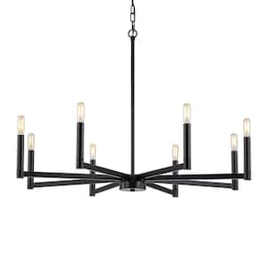 Galea 8-Light Linear Candle Style Classic Black Chandelier