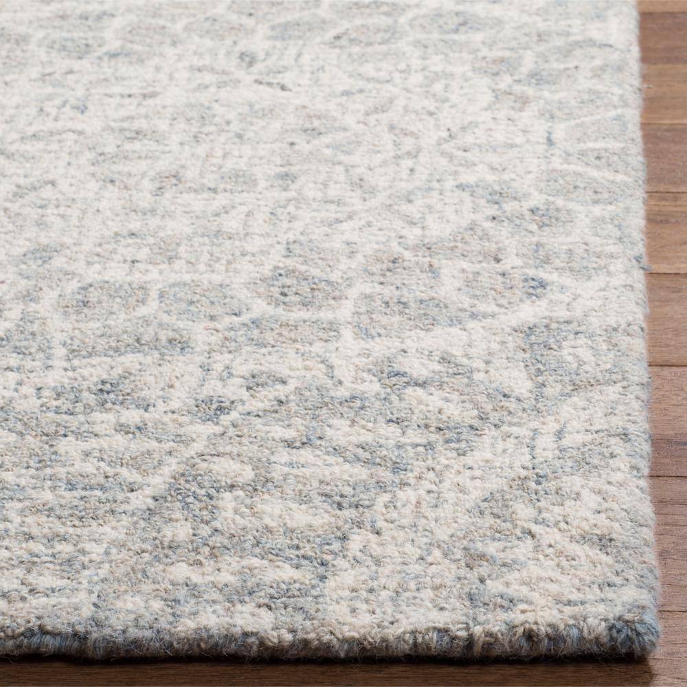 Ivory and Grey Handmade Wool Abstract Tufted Runner Rug