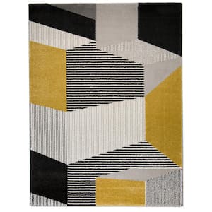 Evelina Gold 9 ft. x 12 ft. Abstract Area Rug