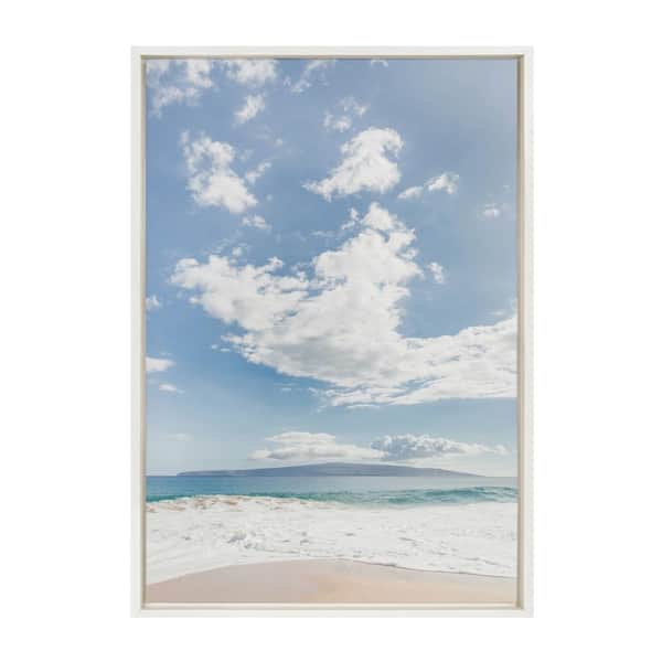 Kate and Laurel Sylvie Beach by Alicia Abla Framed Canvas Coastal Art Print 23 in. x 33 in.