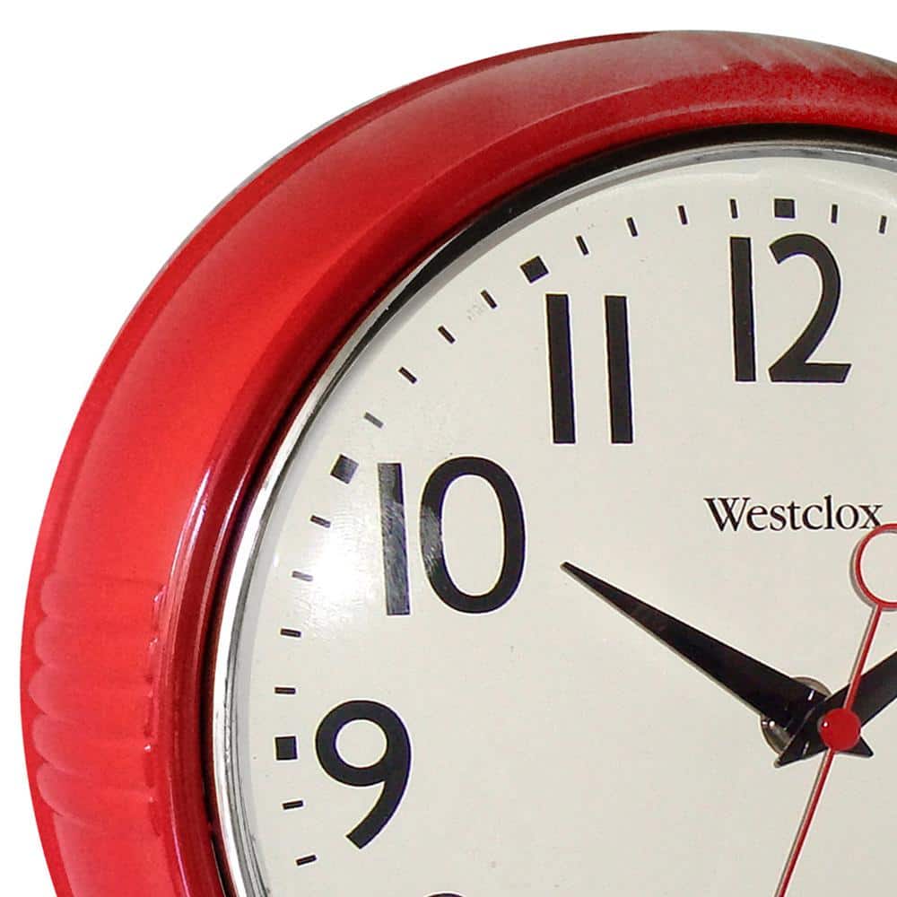 Red Retro 9.5" Convex Glass Lens Wall Clock