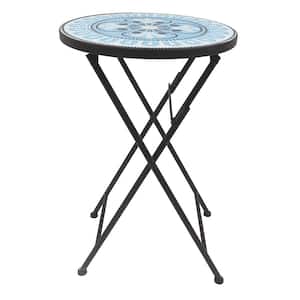 Lori 14 in. Multi-Colored 22 in. Round Tile End Table
