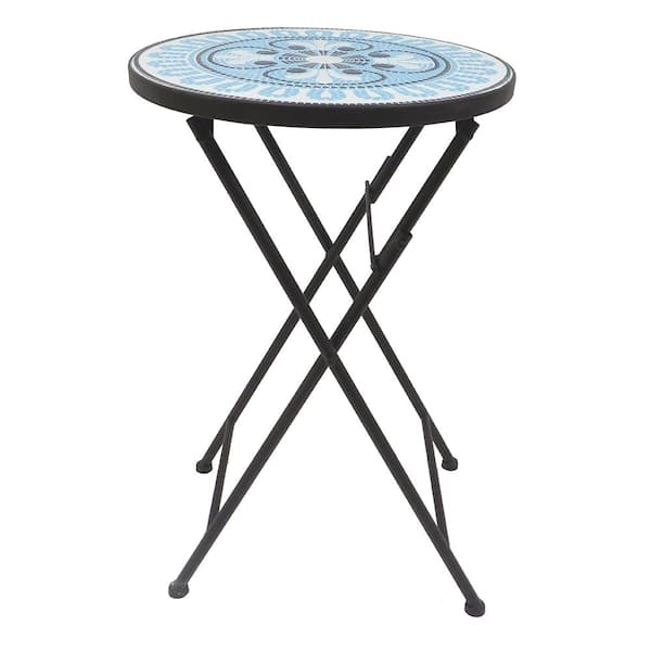 SAINT BIRCH Lori 14 in. Multi-Colored 22 in. Round Tile End Table