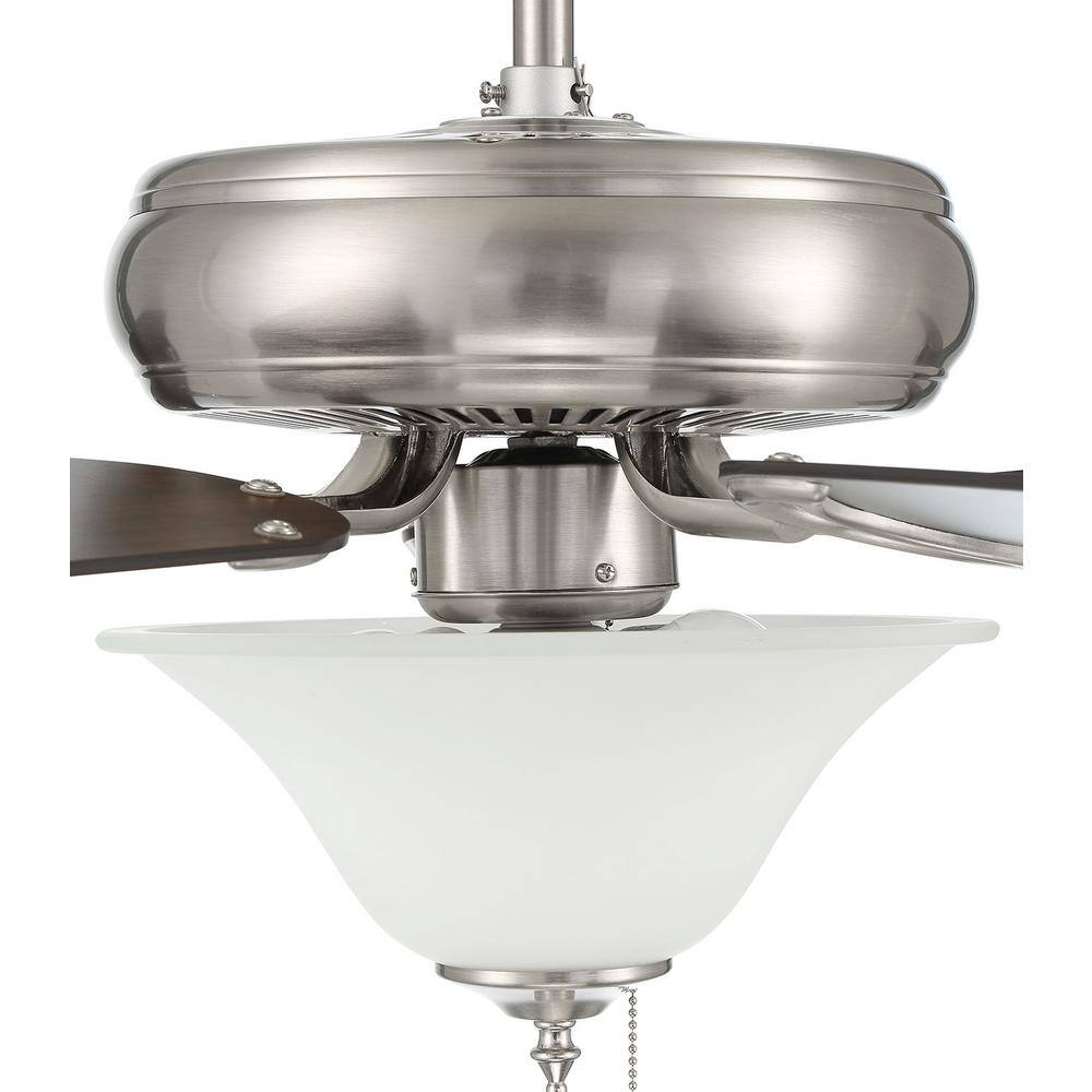 52'' Brushed Nickel Ceiling Fan with Frosted Glass Light Kit