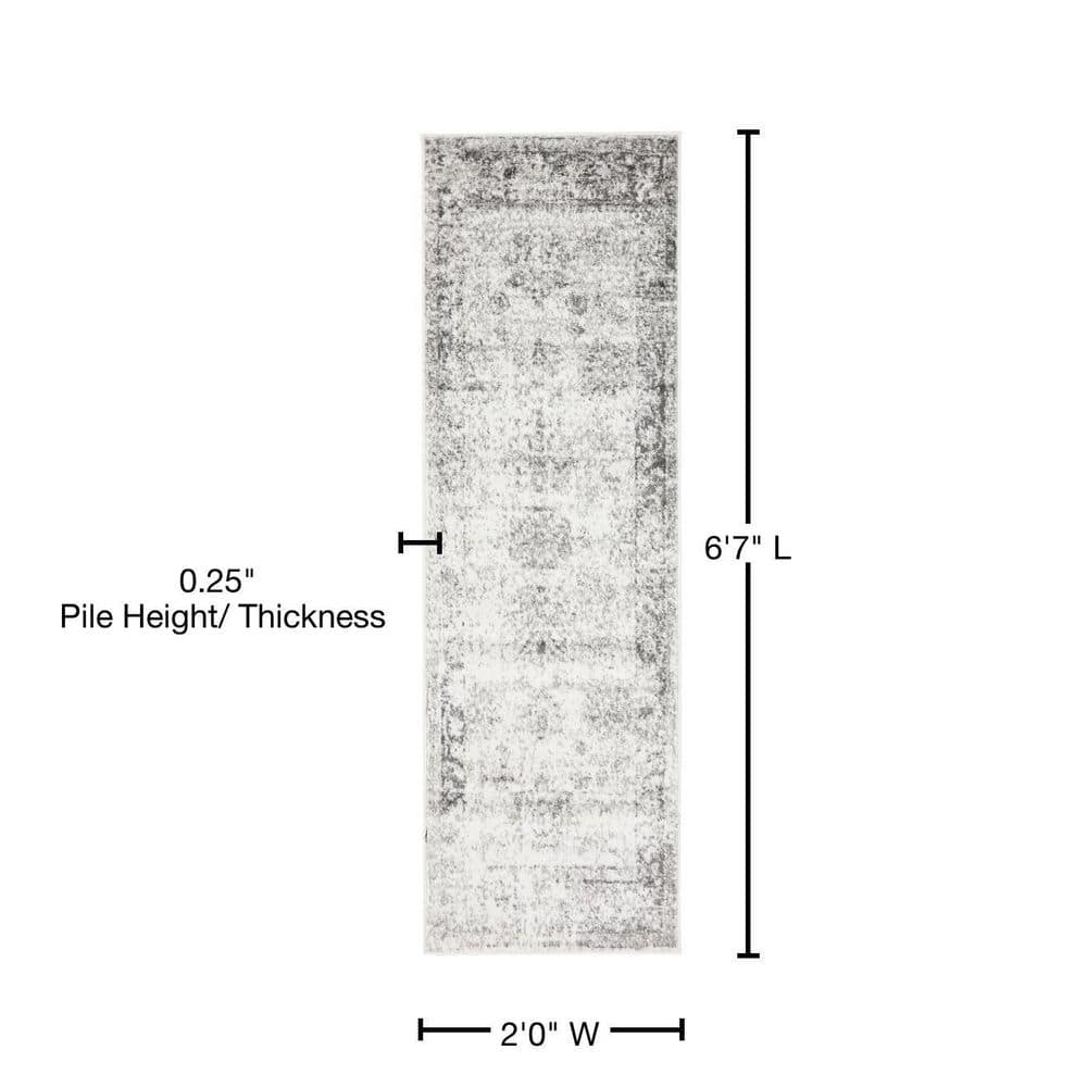 Elegant Gray Synthetic Indoor Runner Rug, Easy Care & Stain-Resistant