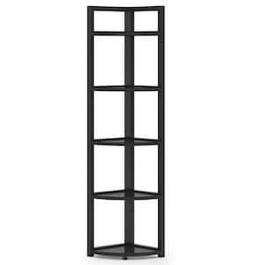 Oukaning 5-Tier Shower Corner Display Storage Bathroom Storage Organizer  Collector（Black）