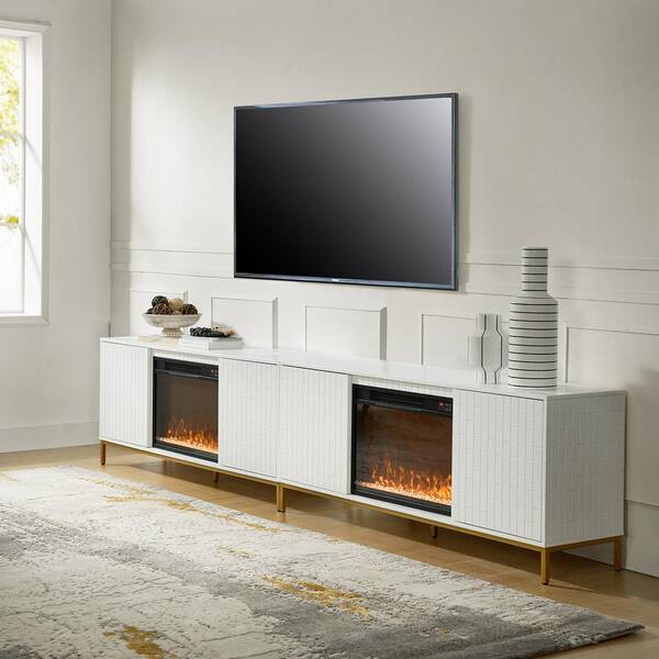 JAYDEN CREATION Mia Ivory 58 Media Console TV Stand for TVs Up to 55 With Electric Fireplace Included Set of 2 ZTVJT0286 IVY 2 S2 The Home Depot