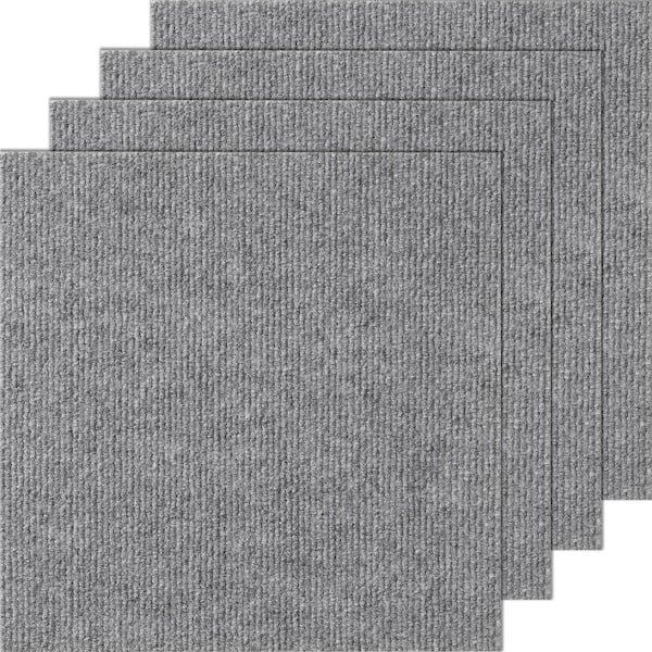 Gray Commercial Residential 12 in. x 12 in. Peel and Stick Pattern Carpet Tile Carpet Squares 12 sq. ft.