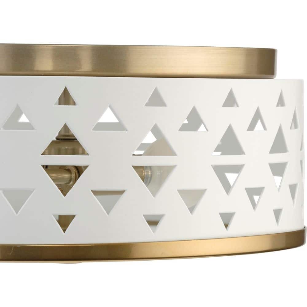 Avec Champagne Bronze and White Glass Flush Mount Light