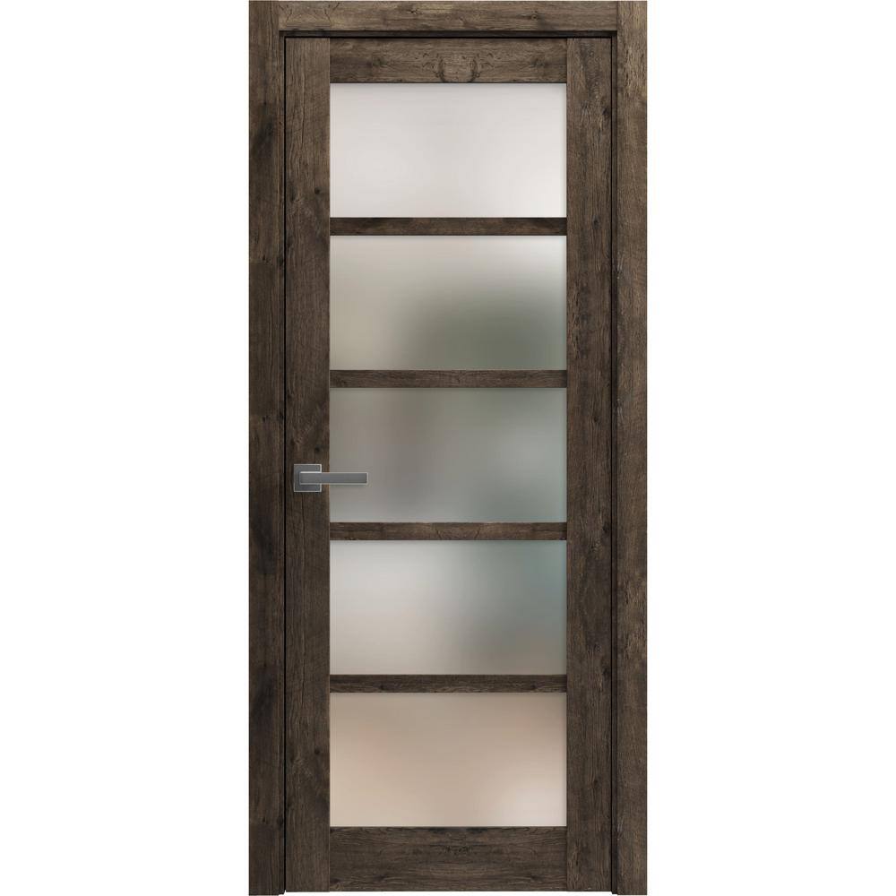 42 in. x 84 in. Right-Hand/Inswing Solid Frosted Glass Cognac Oak Wood Single Prehung Interior Door with Hardware price history on PriceWatchPro