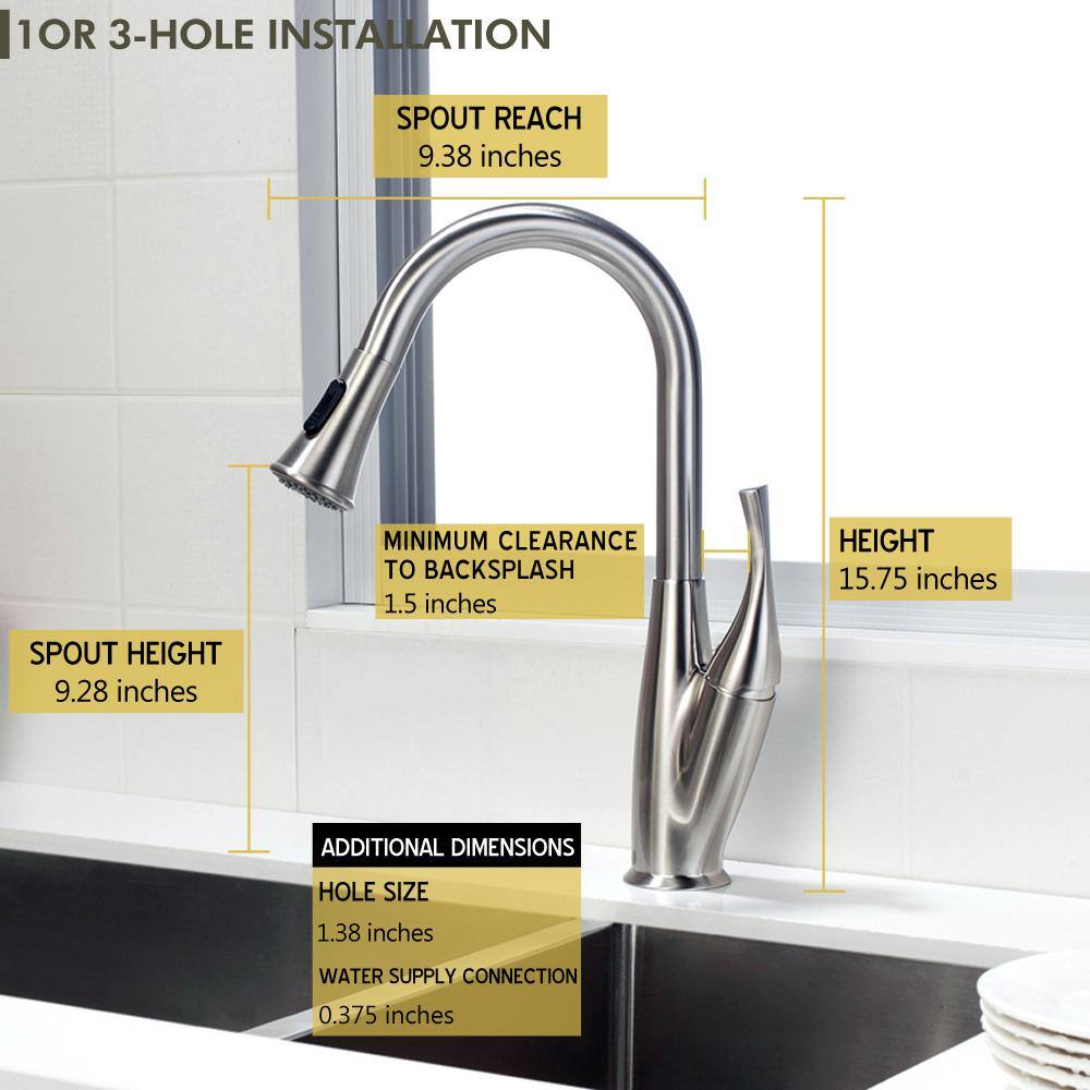 Brushed Nickel Single Handle Pull-Out Kitchen Faucet