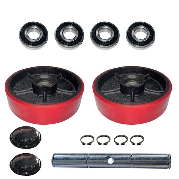 2-Pieces 7 in. x 2 in. Manual Pallet Jack Truck PU Material Wheels A Pair with ID 0.78 in. Sealed Precision Bearings