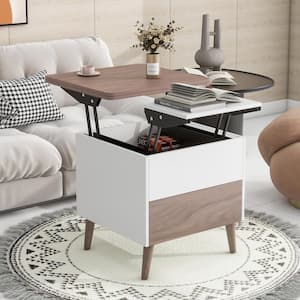 21.65 in. Walnut Square MDF Top Multi-Functional Extendable Coffee Table with Storage and Lift Top