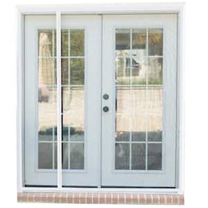 72 in. x 80 in. White Trim Flame Resistant Fiberglass Mesh Magnetic Screen Door with Extra Wide Header and Storage bag